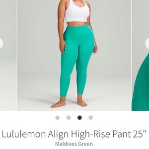 Lululemon 25” Align Maldives Green Leggings NWOT